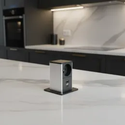 Izvlečna vtičnica SQUARE UP FRENCH 1x230V + USB A-C / Mat črna