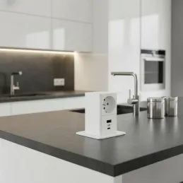 Izvlečna vtičnica SQUARE UP FRENCH 1x230V + USB A-C / mat bela