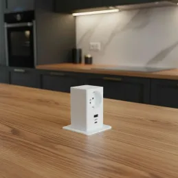 Izvlečna vtičnica SQUARE UP FRENCH 1x230V + USB A-C / mat bela