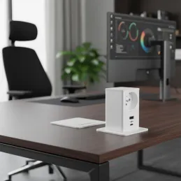 Izvlečna vtičnica SQUARE UP FRENCH 1x230V + USB A-C / mat bela