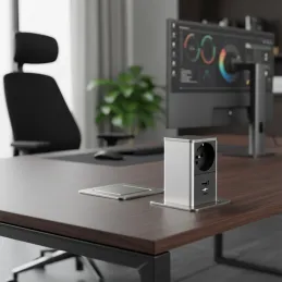 Izvlečna vtičnica SQUARE UP FRENCH 1 × 230 V + USB A-C / nerjavno jeklo