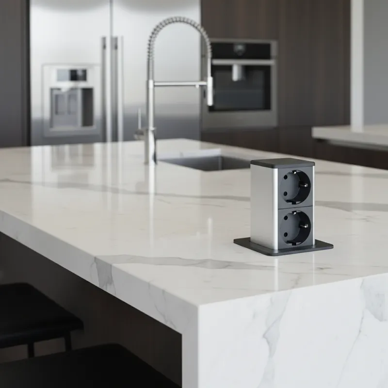 Izvlečna vtičnica SQUARE UP SCHUKO 2x230V / mat črna