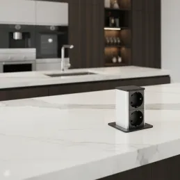 Izvlečna vtičnica SQUARE UP SCHUKO 2x230V / mat črna
