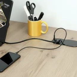 Električna vtičnica SLIDE 1x230 V + 1xUSB C+A FRENCH / Črna matirana