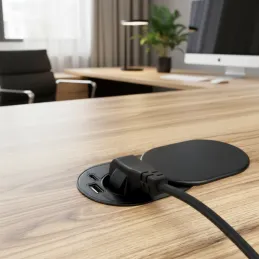 Električna vtičnica SLIDE 1x230 V + 1xUSB C+A FRENCH / Črna matirana