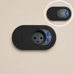 Električna vtičnica ORBIT 1x 230V + 2x USB A-C / Mat črna