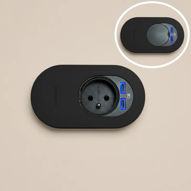 Električna vtičnica ORBIT 1x 230V + 2x USB A-C / Mat črna