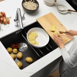 Pomivalno korito iz žgane keramike Blanco ETAGON 500 U / z drsnimi vodili