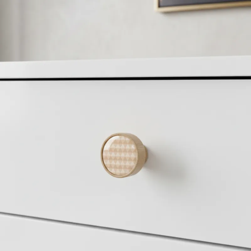Leseni gumb ARSIA / Bukev – oranžni trikotniki