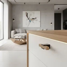 Leseni gumb ALVEA / lakiran hrast