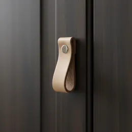 Usnjeni ročaj v obliki gumba DOLCE Mini / Naravno usnje