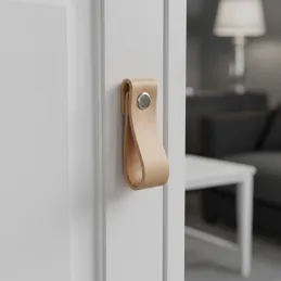 Usnjeni ročaj v obliki gumba DOLCE Mini / Naravno usnje