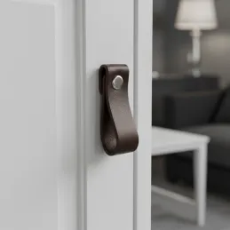 Usnjen gumbast ročaj DOLCE Mini / Temno rjava