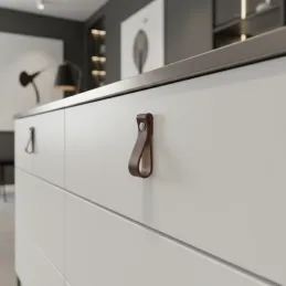 Usnjen gumbast ročaj DOLCE Mini / Temno rjava