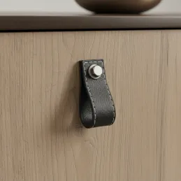 Ročaj v obliki gumba SAMSONITE / Črno usnje