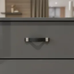 Usnjen ročaj DALLAS / črno usnje – aluminijast zaključek