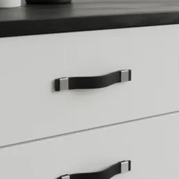 Usnjen ročaj DALLAS / črno usnje – aluminijast zaključek