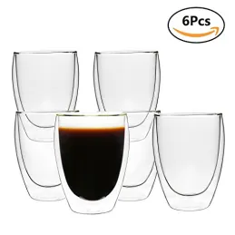 Komplet 6 termo kozarcev za kavo in pijače VIVALTO, 246 ml / prozorni