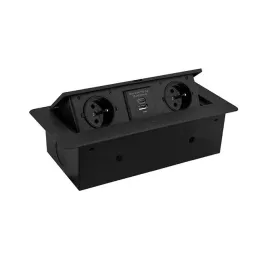 Izskočna električna vtičnica KOMBI BOX USB A+C / Črna