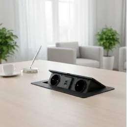 Izskočna električna vtičnica KOMBI BOX USB A+C / Črna
