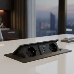 Izskočna električna vtičnica KOMBI BOX USB A+C / Črna