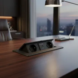 Izskočna električna vtičnica KOMBI BOX USB A+C / Črna