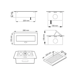 Dvižna električna vtičnica KOMBI BOX USB A+C / aluminij