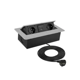 Dvižna električna vtičnica KOMBI BOX USB A+C / aluminij