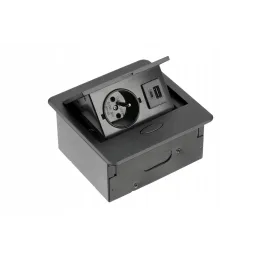 Izvlečna električna vtičnica BOX MINI 1x230V + 2xUSB A+C / Črna