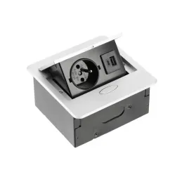 Izvlečna električna vtičnica BOX MINI 1x230V + 2xUSB A+C / Aluminij
