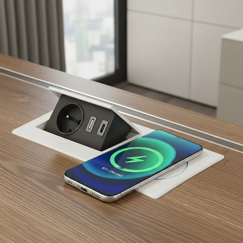 Izvlečna električna vtičnica 1x230 V + polnjenje USB A-C / mat bela