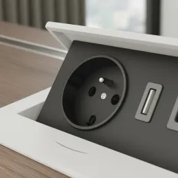Izvlečna električna vtičnica 1x230 V + polnjenje USB A-C / mat bela
