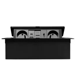 Izvlečna električna vtičnica 2 × 230 V + polnjenje USB A-C + RJ45 + HDMI / črna
