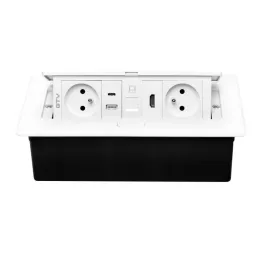 Izvlečna električna vtičnica 2 × 230 V + polnjenje USB A-C + RJ45 + HDMI / bela