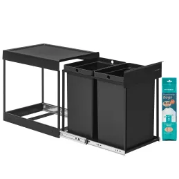 Izvlečni koš za odpadke GALANT 350 mm – 2 × 20 l / črna