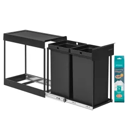Izvlečni koš za odpadke GALAXY 300 mm – 2 × 15 l / Črna