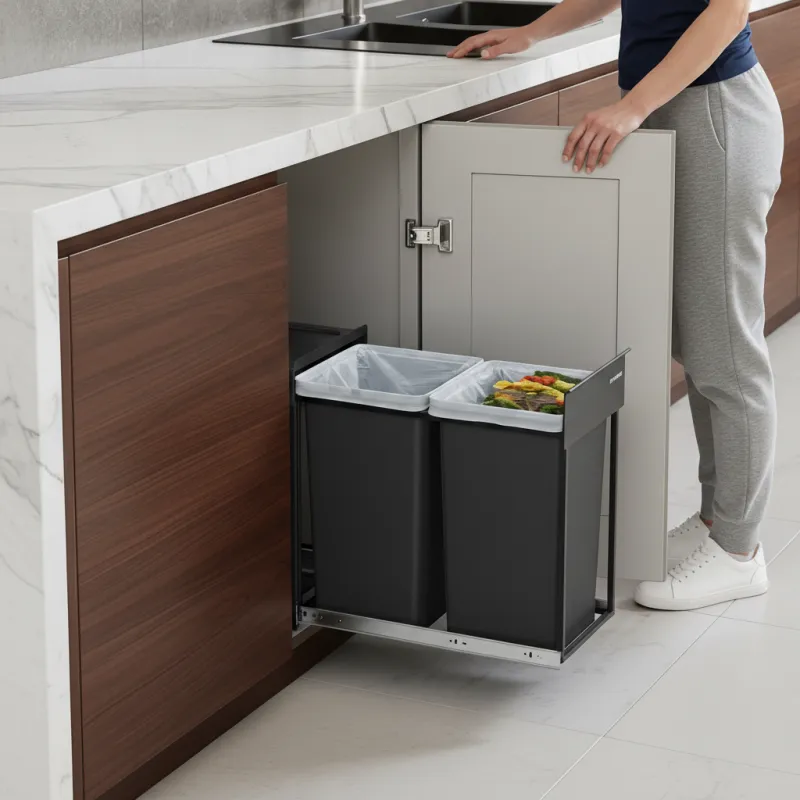 Izvlečni koš za odpadke GALAXY 300 mm – 2 × 15 l / Črna