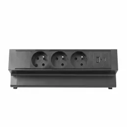 Namizna vgradna vtičnica DESK 3x230V + 2xUSB polnjenje / Mat črna