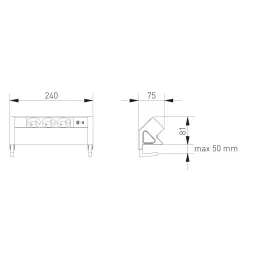 Namizna vgradna vtičnica DESK 3x230V + 2xUSB polnjenje / Mat črna
