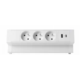 Namizna vgradna vtičnica DESK 3x230 V + 2xUSB-polnjenje / Bela