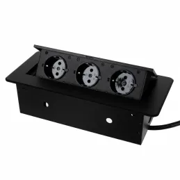 Izvlečna električna vtičnica MODERO SCHUKO 3x230V / mat črna