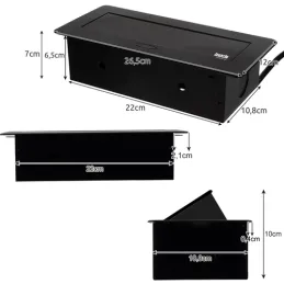 Izvlečna električna vtičnica MODERO SCHUKO 3x230V / mat črna