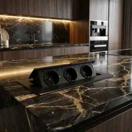 Izvlečna električna vtičnica MODERO SCHUKO 3x230V / mat črna