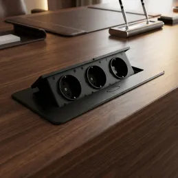 Izvlečna električna vtičnica MODERO SCHUKO 3x230V / mat črna
