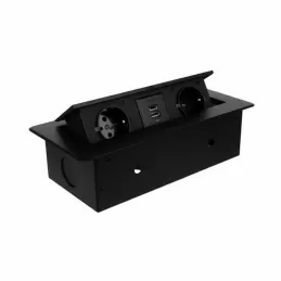 Izvlečna električna vtičnica MODERO SCHUKO 2x230V + polnjenje USB / Mat črna