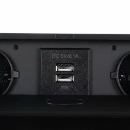 Izvlečna električna vtičnica MODERO SCHUKO 2x230V + polnjenje USB / Mat črna