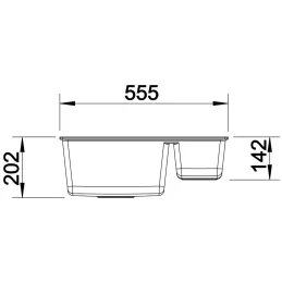 Pomivalno korito iz keramike Blanco SUBLINE 340 / 160 U / levo