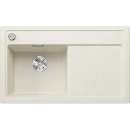 Pomivalno korito iz keramike Blanco ZENAR 45 S z ekscentrom / Bela soft, levo