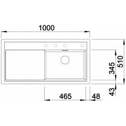 Pomivalno korito iz granita Blanco ZENAR XL 6 S / z ekscentrom / desno