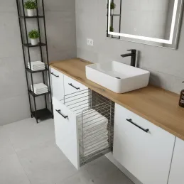 Izvlečna košara za perilo z blaženjem in pritrditvijo na vratca ORTA / Sijajni krom